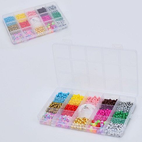 Бісер 1198-36 (120шт) намистини(літери англ), волосінь, у пеналі, 17-10-2см