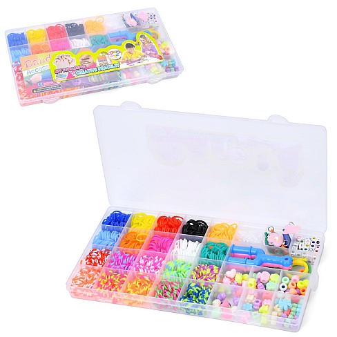 Набір для плетіння браслетів  18119 (50шт) резинки для плетіння, намистини, намистини-англ.літери, п