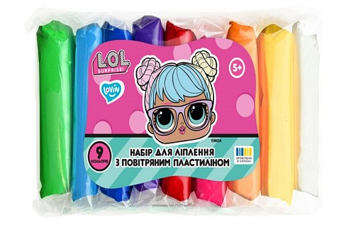 L.O.L. Surprise! TM 9 кол. класік ТМ Lovin LOL70195 Набір для ліплення з повітряним пластиліном
