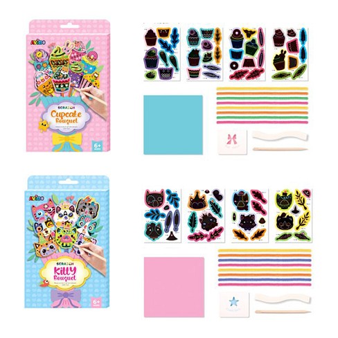 Набір для творчості A1102-3 (120шт) Букет, скретч-арт, 4 картки, синельний дріт 8шт, 2 види(Букет ка