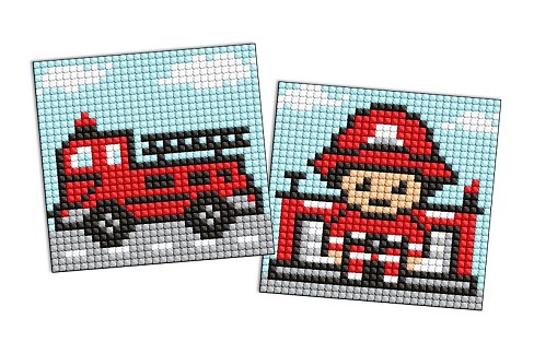 Набір з алмазною мозаїкою на самоклеючій основі AMS1099 Професії.Пожежник" 9х9см"