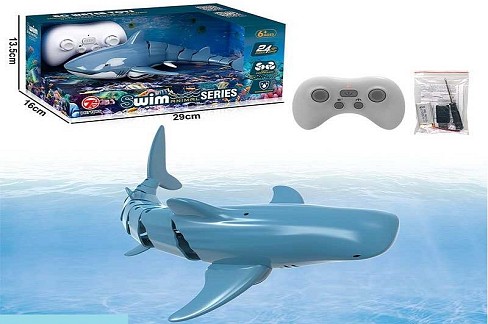 Акула на радіокеруванні 18004-51 (24/2) акумулятор 3.7 V, пульт 2.4 GHz, плаває у воді, в коробці