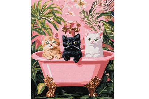Картина по номерах Коти у ванній" 30х40см  KHO6726"