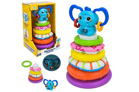 Пірамідка муз. арт. PL-724-85 (36шт/2) Сонячний зайчик",батар.у комплекті, кільця тканеві та пласт."