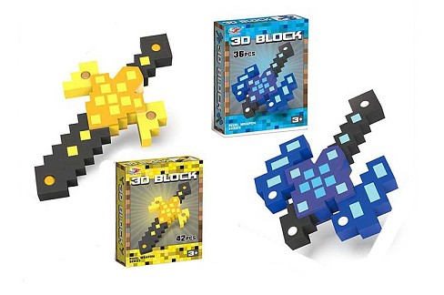 Меч SY1057-58 (72шт) MK, EVA, розібраний, зроби сам, 2 види (36дет, 42дет), в кор-ці, 22-28-5см