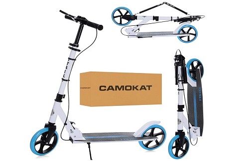 Самокат SR 2-049-1-WBL (1шт) алюм+сталь,2колПУ200мм,кермо89-100см,підн33-15см,підстав,ручне гальмо,с