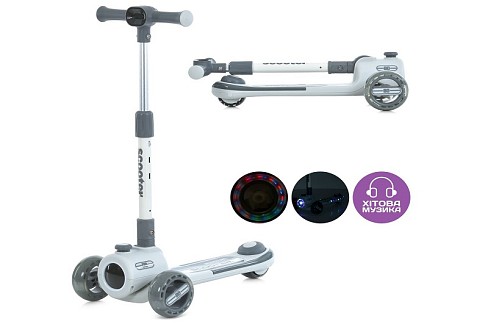Самокат JR3-135-G (1шт)  метал+пластик, 3 колеса ПУ, 2передніх 125мм світло, 1 заднє 90мм світло, ке