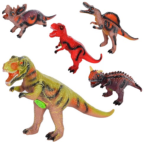 Фігурка 663 (54шт) динозавр, від 30см до 37см, звук, 5 видів, бат-таб, у кульку, 30-13-13см