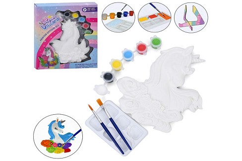 Набір для творчості 203 (96шт) гіпсова фігурка-розмальовка (єдиноріг), 15,5-15-2см, фарби, пензлик,