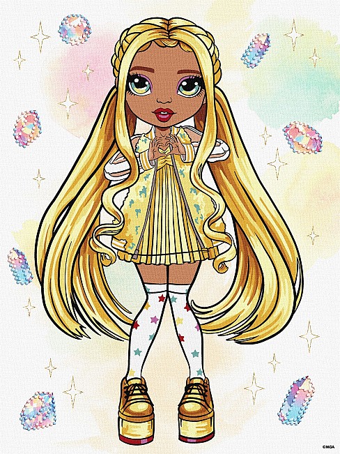 Картина по номерах для дітей Rainbow High. Sunny" зі стразами 30х40см  KHO1336"