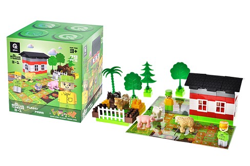 Конструктор Block&amp;Steps: Весела Ферма" + ходилка і меморі гра 3в1, 79дет. QB300-005 qbee"