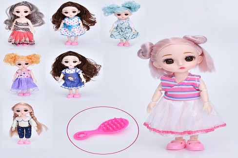 Лялька 00106-3-2-8-7 (120шт) 15см, шарнірна, гребінець, 8 видів, у пакеті, 14,5-22-4,5см