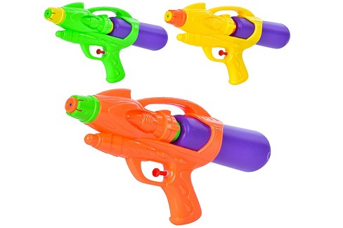 Водяний пістолет MR 1044 (60шт) розмір середній, 31см, 3 кольори, в кульці, 35-19-5см