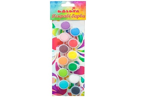 Акриловi фарби Яскравi барви", 12шт  Ід98103"