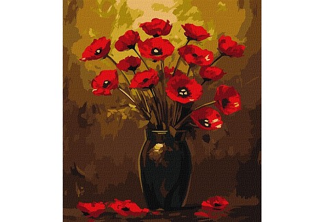 Картина по номерах Букет маків з фарбами металік" 40х50см  KHO3328"