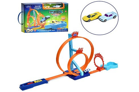 Трек SS077-S (8шт) 235см, оберт 360, запуск, машинка 7см 2шт, 21дет, в кор-ці, 35-24,5-7,5см