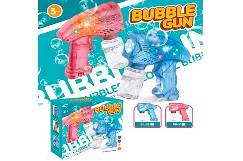 Мильні бульбашки 113 (60шт) пістолет 14см, світло, запаска 7-4см, 2 кольори, на бат-ці, в кор-ці, 14