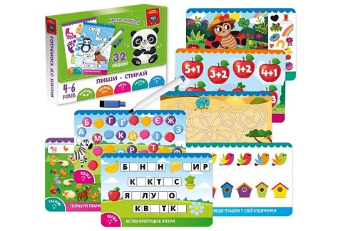 Гра розвиваюча Vladi Toys картки пиши-стирай Панда" VT5010-42"