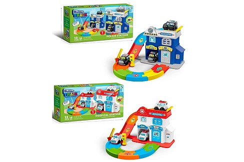 Гараж 099-6A-6B (12шт) 2 поверхи, 35-46,5-в24,5см, машинка, 13дет, 2 види (поліція, лікарня), в кор-