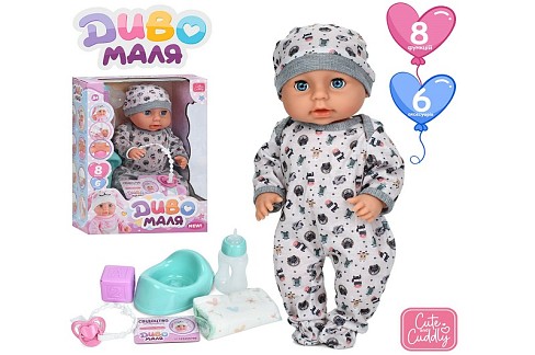 Лялька YL2540F-D-DM-UA (12шт) 40см, п'є-пісяє, сенсорний, музика, звук, реагує на соску, горщик, пля