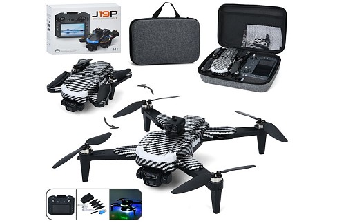 Квадрокоптер J19P (4шт) р/к,2,4G,43см,акум,світло,камера,складний,Wi-Fi,TF,USB-зарядне,пульт-дісплей