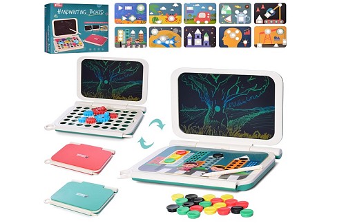 LCD планшет 636-49AB (12шт) 27см, 2в1(мозаїка), картки 10шт, фігурки, 2кол., в кор-ці, 29,5-26-6,5см