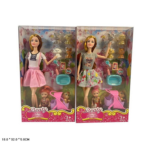 Лялька арт. LY66-35 (96шт/2) мікс 2 види,типу Барбі, маленька лялька, тваринки, аксес короб. 18*32*5