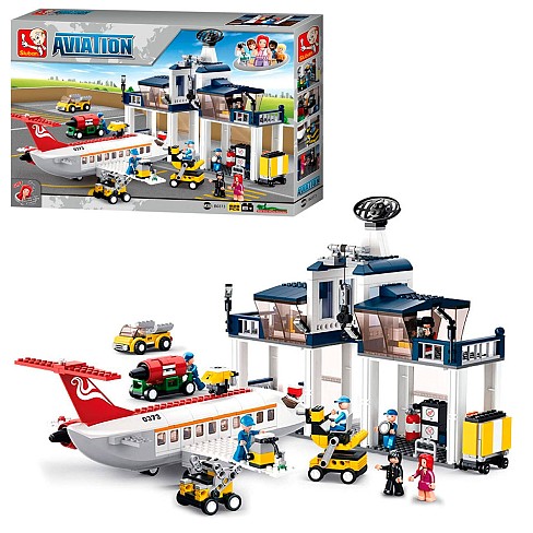 Конструктор SLUBAN M38-B0373 (6шт) Авіація,аеропорт, літак, фігурки, 810 дет,в кор-ці,62-42,5-9см