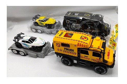 Трейлер 1892-31 (60шт) інерц, з причепом, 35см, поліція, машина, 2 кольори, у пакеті, 17-43-8см