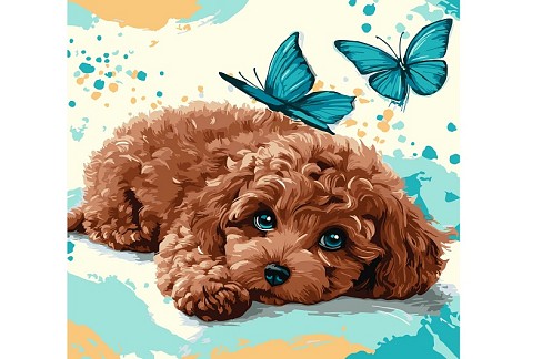 Набір для розпису по номерах Милий пудель" 40х40см  KHO6793"