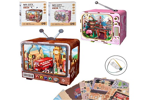 Дерев'яна іграшка Пазли MD 0154 (30шт) телевізор, світло, 2 види (129дет 151-87-125мм, 97дет 147-87-