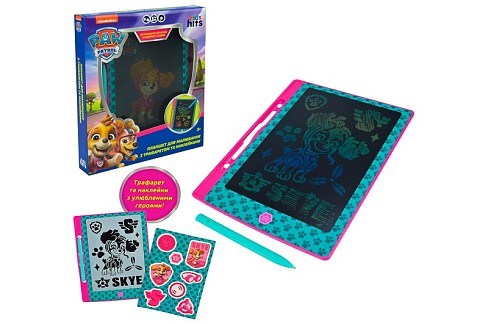 Планшет для малювання Paw Patrol арт. KH73/002L (40шт) LCD екран 8,5'', трафарет, наліпки в кор. 21*