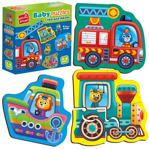 Гра розвиваюча Vladi Toys пазли картонні з грою.Транспорт. Тварини. VT1722-28 (укр)