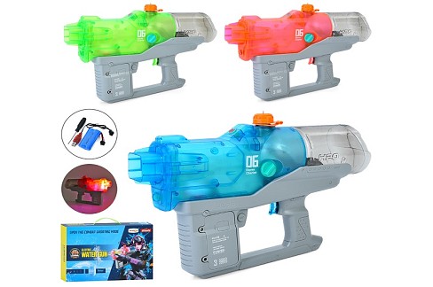 Водяний бластер 3206A (6шт) 39см, акум, звук, світло, USBзарядне, 3 кольори, в кор-ці, 41-27-10см
