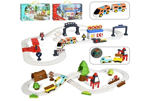 Трек 7735-36A (16шт) транспорт з причепом (магнитне кріплення), 2 види (35дет-дорожні знаки, 36дет-к