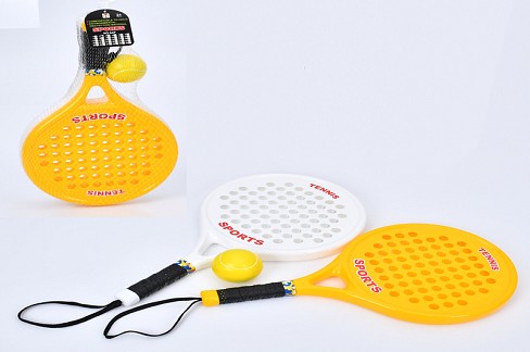 Ракетка MR 1399 (24шт) дитяча, 2шт, 39см, м'яч фомовий 6см, в сітці, 22-46-6см