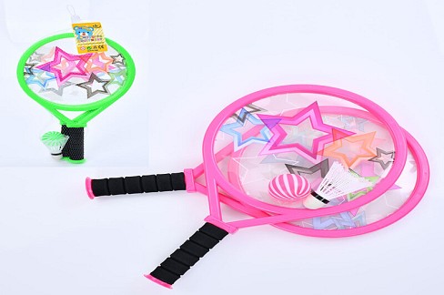 Ракетка MR 1206 (48шт) дитяча 2шт, 40см, м'ячик, воланчик, 2 кольори, в сітці, 20-49-7см