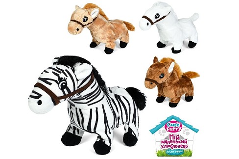 М'яка іграшка YG0264 (50шт) конячка, 18-22-9смсм, звук, ходить, 4 кольори, на бат-ці, у пакеті
