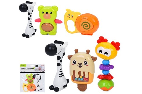 Брязкальце 8436-8436-6 (48шт) набір 3шт (тварини), від 11см до 15см, текстурні деталі, рухливі детал