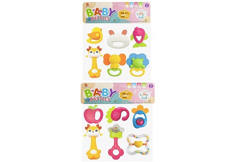 Брязкальце 054H-53-54 (36шт) набір 6шт, від 7см, прорізувач, 2 види, у пакеті, 24-26-4см