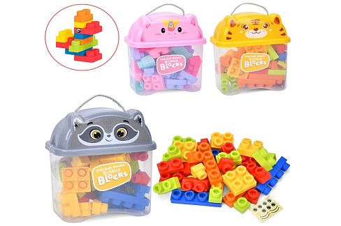 Конструктор BEZ-154-57-86 (36шт) м'який, 3 види, в колбі(кришка тварина), 24-28-13,5см