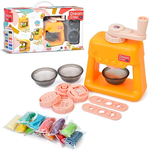 Пластилін MK 5461 (18шт) 12 кольорів (в стіках), апарат-прес 14,5см, насадки, посуд, в кор-ці, 32-18