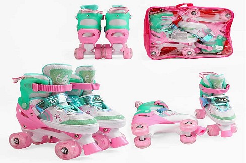 Ролики 60559-18 М розмір 34-38 (6) колір РОЖЕВИЙ, устілка 21-24 см, колеса PU, КОЛЕСА ЗІ СВІТЛОМ, d