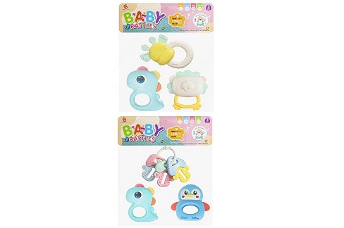 Брязкальце 054H-43-44 (48шт) набір 3шт, від 9см, прорізувач 2шт, 2 види, у пакеті, 20-23-3,5см