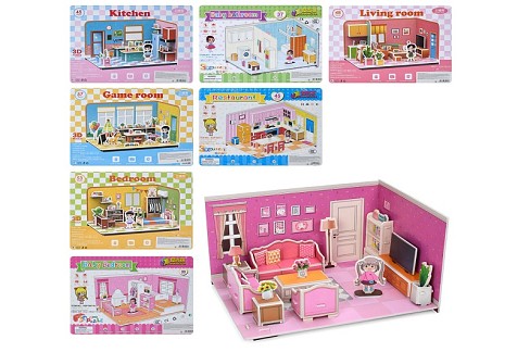 Меблі YG0392 (180шт) набір для творчості, кімната, папір, від 37дет, 8 видів (17-23-13см, 22-16-13см
