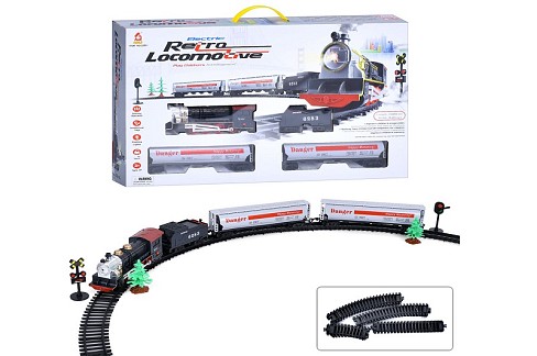 Залізниця 22831 (12шт) 139-93см/93-93см, локомотив, 3 вагони, звук, світло, на бат-ці, в кор-ці, 56,