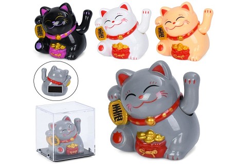 Фігурки для гри 518-7 (48шт) Манекі-неко, Кіт щастя, Кіт удачі, рухлива лапка, сонячна батарея, 4 ко