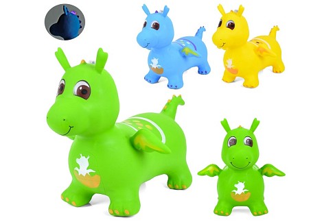 Стрибуни-тварини MS 4851 (12шт) дракон, ПВХ, 1300г, музика, світло, 3 кольори, на бат(табл), у пакет