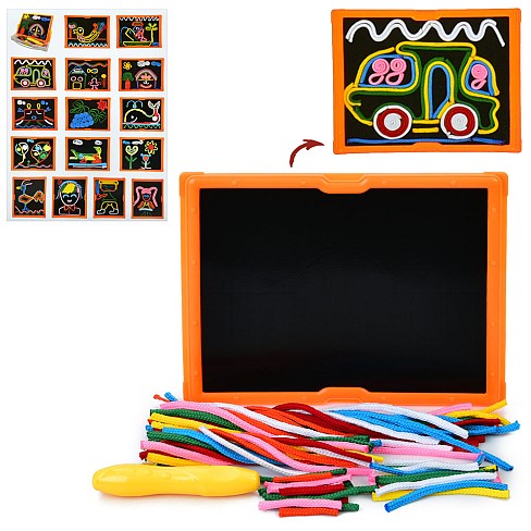 Гра QL-010-G-3 (30шт) шнурувальний планшет, 28-22,5см, вишивка без голки, нитки, картки, у пакеті, 2