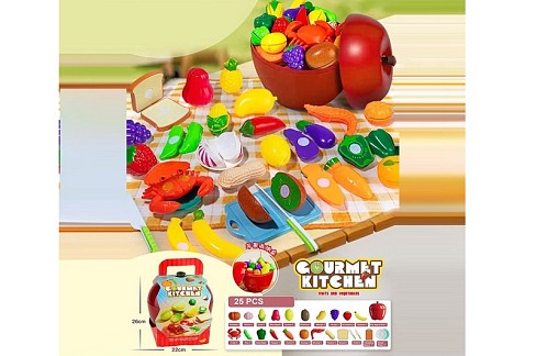 Продукти арт. 108-16A (36шт/2)   набір овочі, фрукти, у яблуці короб. 22*22*22 см